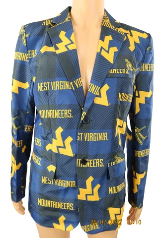 WVU West Virginia University Mountaineers Suit Blazer Jacket Sz S Top Drawer NWT Cover