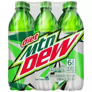 Diet Mountain Dew Soft Drinks Soda 16.9oz Bottles 6 Pack Mtn Dew Limited Rare - Picture 1 of 5