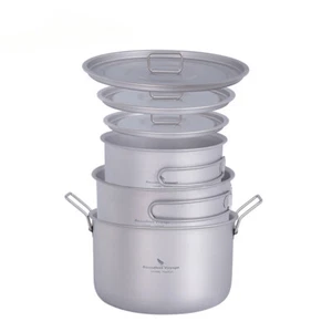Titanium Pot 1.4L 1.6L 2.4L Camping Cooking Set Backpacking Pot Hiking Picnic - Picture 1 of 23