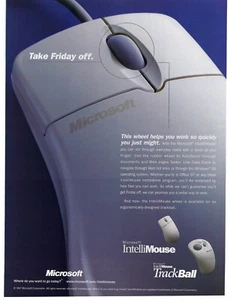 1997 Microsoft IntelliMouse TrackBall Wheel Vintage Magazine Print Ad/Poster - Picture 1 of 1