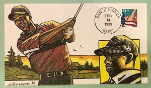 Wildermuth Wildy Cachets 1999 Tiger Woods Wins Buick Open San Diego Scott 3277 - Picture 1 of 5