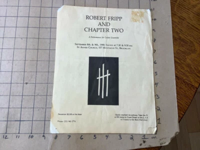 Póster/flyer original -- Robert Fripp & Chapter Two -- 8 y 9 de septiembre de 1988 Nueva York Foto 1 de 2