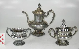 ANTIQUE C. 1906 REED & BARTON SILVERPLATE 3-PIECE TEA or COFFEE SET - Picture 1 of 1