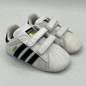 ADIDAS Originals Superstar Crib Baby Sneakers White Black S79916 Sz 2 K EUC - Picture 1 of 12