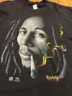 ????Pre-Owned Bob Marley Smoking A Joint/Spliff T Shirt Size Xl