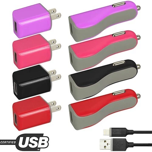 Car Charger with Wall Adapter & Cable iPhone SE/5/5C/5S/6/6S Plus Charging Kit  - Image 1 of 1