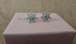 Nuevos aretes Judith Ripka topacio blanco rodio sobre estrella de plata de ley - Imagen 1 de 4