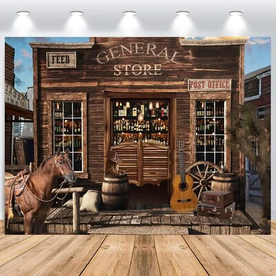 Western Cowboy Hintergrund 2.2x1.5m Vintage Ländliche Bar Lagern Wilder Weste... - Bild 1 von 4