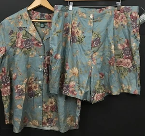 NWT Lauren Ralph Lauren 2pc Linen Set Tropical Floral Top & Shorts Plus 3X 22W - Picture 1 of 11