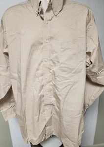 IZOD Men's Long Sleeve Dress Shirt Khaki Size 18-18 1/2 34/35 Classic Stretch - Picture 1 of 5
