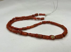 Italian Red Coral Tube Beads-Mediterranean Sea Loose Red Coral Gemstone-16 Inch - Picture 1 of 10