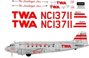 BSmodelle Douglas DC3 TWA Lindberg Line  decal 1\48 - Picture 1 of 1