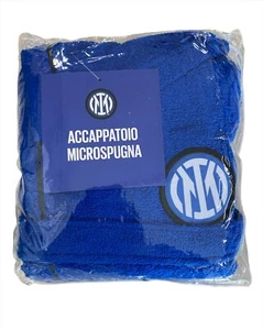 Accappatoio Uomo In Microspugna 100% Cotone Calcio FC Inter Tasche Cappuccio - Foto 1 di 1