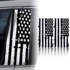 2x 11*20'' Black US Flag Car Center Pillar Stickers B Pillar Center Column Decal - Picture 1 of 8