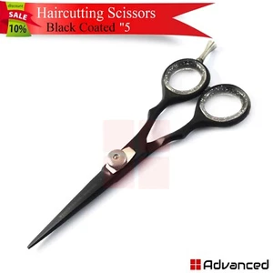 Barber Hair Cutting Scissor 5'' Black Color Hair Dressing Sharp Razor Shear New - Picture 1 of 3