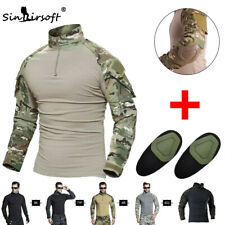 Tactical G3 Military Combat Shirt Long Sleeve Mens T-Shirt Airsoft W/ Elbow Pads