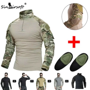 Tactical G3 Military Combat Shirt Long Sleeve Mens T-Shirt Airsoft + Elbow Pads - Picture 1 of 20