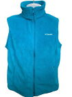 Columbia Tailored Sleeveless Turquoise Fleece Full Zip Vest Pockets Size Large