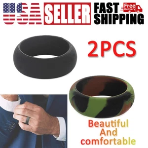 SILICONE WEDDING RING Men Rubber Band by LiveLife BOGO ~ 2 Colors Beautiful - Picture 1 of 6