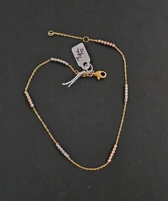 10k gold tri color anklet 10 inch adjustable - Image 1 of 4