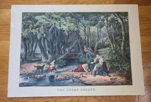 N. Currier Lithograph - THE LUCKY ESCAPE - Fanny Palmer - C3829, G4153 - Picture 1 of 8
