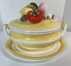 Capodimonte Gartenernte Suppe Tureeen, Deckel Pfanne & Teller handbemalt - Bild 1 von 13