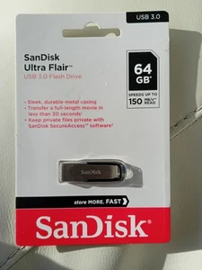 Sandisk Ultra Shift 64GB USB 3.0 Flash Drive Stick 100MB/s SanDisk SecureAccess - Picture 1 of 2
