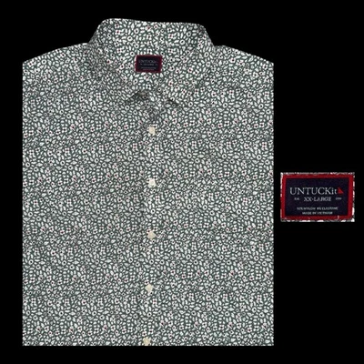 Men’s UNTUCKIT Nylon Elastane Blend Green Floral S/S Button Down Shirt 2XL - Image 1 of 3