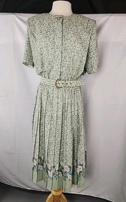 Vintage Leslie Faye Longline Tea Dress 16W Midi Cottagecore Modest Praire Floral - Image 1 of 4