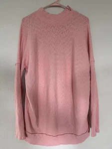 Suéter Free People Tejido Gofre Boho Cuello Simulado Dobladillo Crudo Top Gran Tamaño Mediano - Imagen 1 de 7
