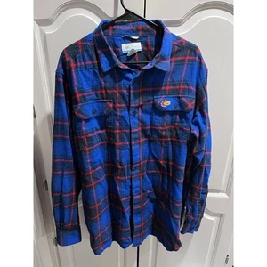 Camisa de franela Columbia Kansas Jayhawks azul rojo a cuadros XL NCAA KU manga larga - Imagen 1 de 7