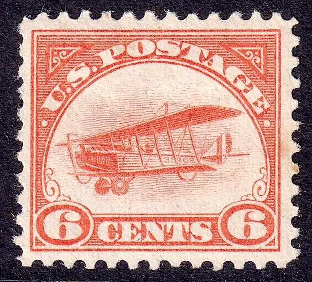 US Scott C1, 1918 Curtiss Jenny, 6c orange, H MINT - Image 1 of 1