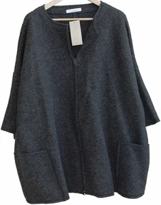 Cut Loose NWT Boiled Wool Zip Jacket in Blue Moon / CHARCOAL O/S $158 MSRP - Picture 1 of 9