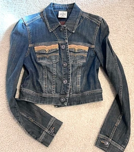 Chaqueta vaquera/denim para mujer Jordache Legacy M bolsillos adornados con cuentas Y2K - Imagen 1 de 20