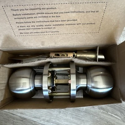 Perilla de puerta de paso de níquel cepillado, perillas de puerta interiores con perilla de bola redonda Foto 1 de 2