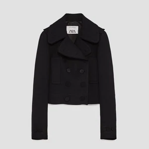 Zara Black Trendy Cropped Double Breasted Style Blazer Coat Suit Jacket - Picture 1 of 4