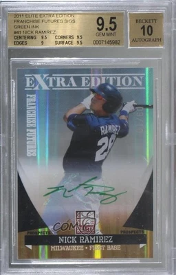 2011 Donruss Elite Extra Edition Green Ink /10 Nick Ramirez #41 BGS 9.5 Auto - Image 1 of 2