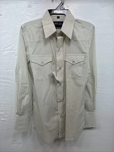 New Kids White Horse Yellow Stripe Long Sleeve Pearl Snap Large DD-55 - Picture 1 of 12