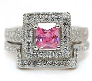 Anillo de plata de ley 925 con zafiro y topacio tratados de 1 quilate 2 anillos en uno talla 7 mm5-6 - Imagen 1 de 4