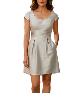 Alfred Sung Damen Kleid Cocktail formell 14 Party Metallic Satin lila grau - Bild 1 von 10