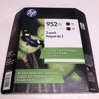 Cartucho de tinta HP 952XL paquete de 2 (falta 1) negro profesional alto rendimiento sellado exp. 2021 Foto 1 de 3