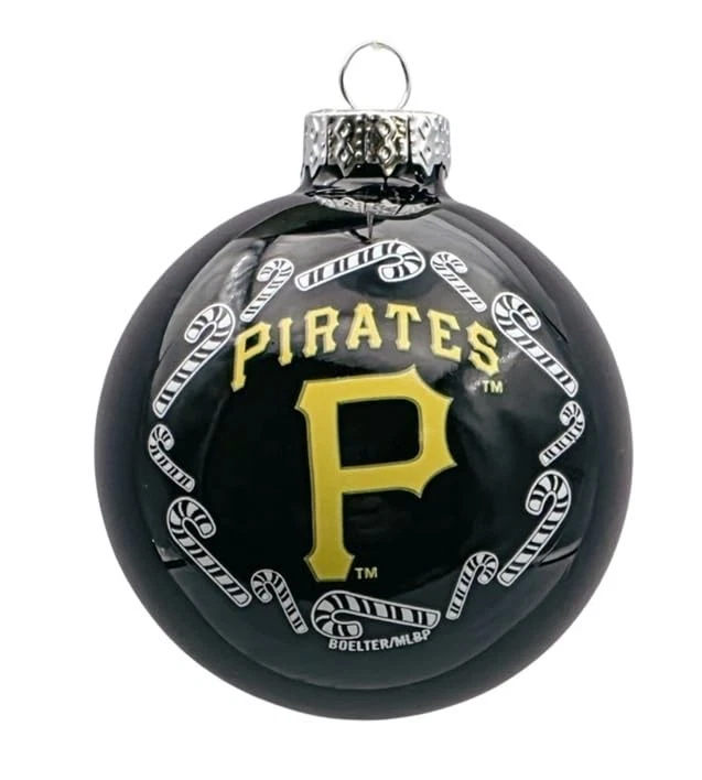 Candy Cane Wreath 2-5/8" Colored Glass Ornament (Pittsburgh Pirates) - Image 1 of 1