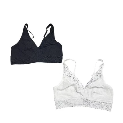 Juego de 2 sujetadores de moda Felina para mujer bralette de encaje sin cables talla grande negro blanco Foto 1 de 4