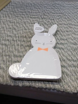 MERI MERI Easter Bunny Rabbit Shaped Party Paper Plates 12 Count NEW Spring Nice - Image 1 of 4