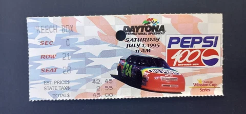 1995 Nascar Daytona Int. Speedway Pepsi 400 Ticket Stub Jeff Gordon Win C-21-28 Cover