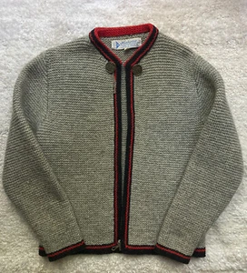 Handarbeit Vintage schwerer Wollpullover Cardigan grau/grau Kinder Gr. 10 - Bild 1 von 12