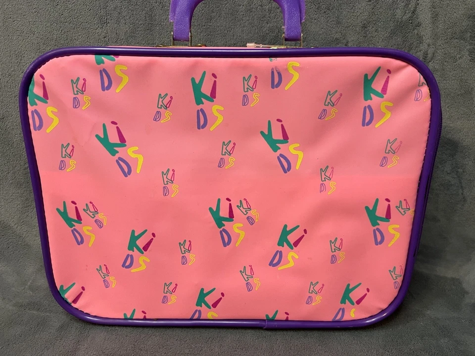 Vintage Kids Suitcase Bag 80’s 90’s Pink Purple Retro - Image 1 of 4