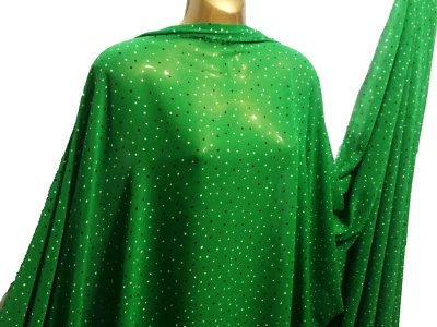 CHEAPEST FABRICS UK *NEW*Floaty Green Chiffon Small Squares Print Dress/Crafts Fabric*FREE P&P*