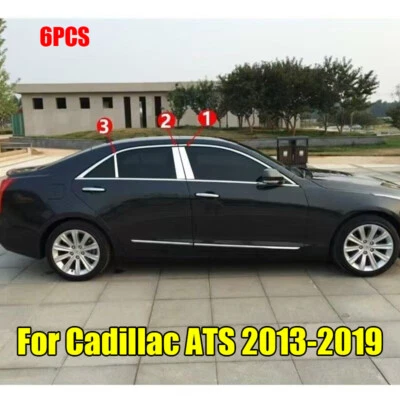 Para Cadillac ATS 2013-2019 Acero Inoxidable Cromo Ventana BC Pilar Poste Cubierta Borde 6x Foto 1 de 2