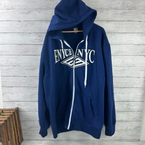 Vintage Y2K 2000s Enyce Hoodie Sweatshirt 5XL Athletic Blue Full Zip - Picture 1 of 9